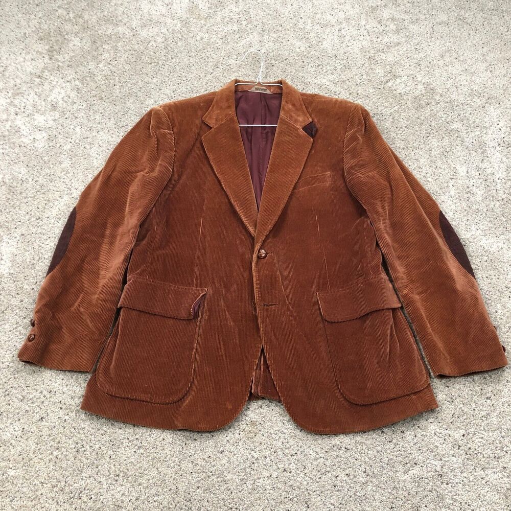 VTG Mervyns Jacket Adult 44 Brown Corduroy Blazer Coat Elbow Pads Japan 80s